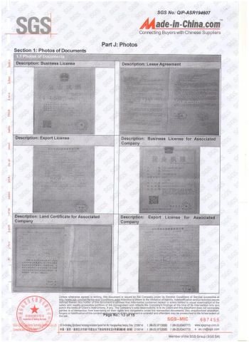 SGS certificate from Jiangsu Gather Power Industry Co., Ltd.
