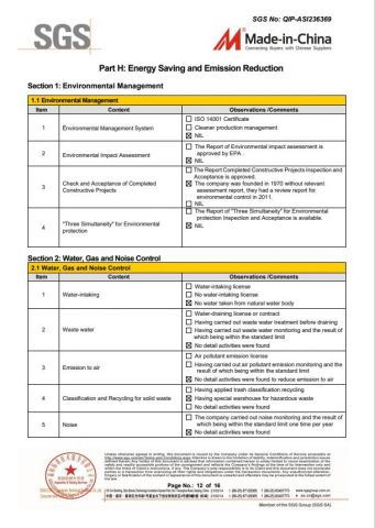 SGS certificate from Cangzhou Weijiang Metal Products Co., Ltd.