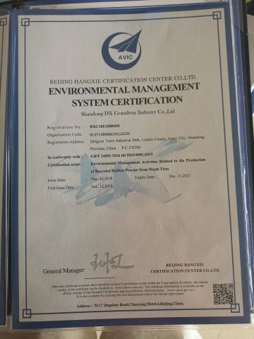 Environmental Management certificate from Shandong Dx Grandway Industry Co., Ltd.