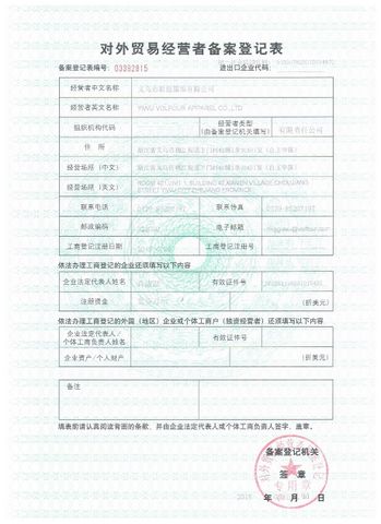 License Photo certificate from Yiwu Volfour Apparel Co., Ltd.