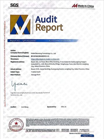 SGS certificate from Hebei Booming Furnishings Co., Ltd
