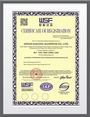 WSF certificate of Henan Kailong Aluminum Co., Ltd. – certificate photo, supplier certificates section