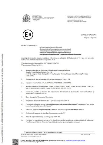 E-mark certificate from HILISTONE TYRE (QINGDAO) CO., LTD