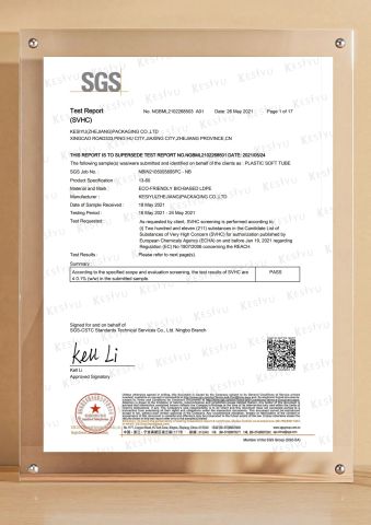 BIOBASED REACH certificate of Belpack (Shanghai) Packaging Co., Ltd. – certificate photo, supplier certificates section