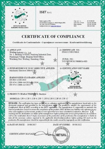 CE certificate certificate from Weifang Yourchance Machinery Co., Ltd.