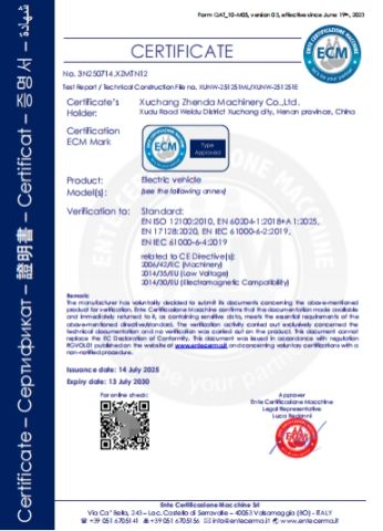 CE certification certificate of Xuchang Zhenda Machinery Co., Ltd. – certificate photo, supplier certificates section