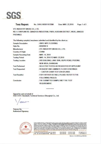 Test certificate of VTC INDUSTRY (WUXI) CO., LTD. – certificate photo, supplier certificates section