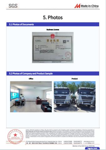 SGS certificate from Jining Huahang International Trade Co., Ltd.