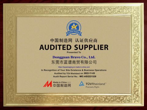 Audited Supplier certificate from Dongguan Bravo Co., Ltd