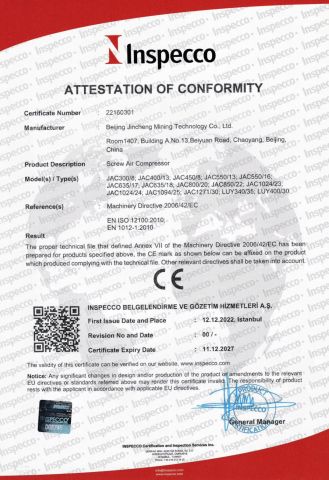 CE certificate from Beijing Jincheng Mining Technology Co., Ltd.