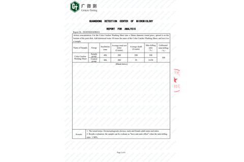 Color Catcher Washing Sheet Mite Control Report certificate from Enping Jiaxin Daily Necessities Co., Ltd.