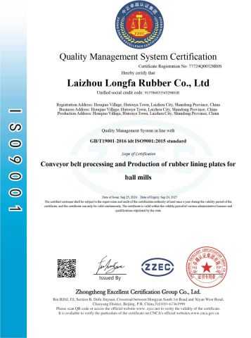 ISO certificate from LAIZHOU LONGFA RUBBER CO., LTD