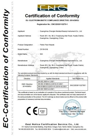 CE certificate from Guangzhou Zhongke Medical Cosmetic Instrument Co., Ltd.