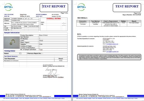 Spray Salt Test Report certificate from Ningbo Hanyee Metal Product Co., Ltd.