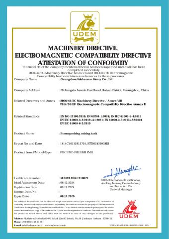 FILLING LINE CE certificate of Zhongshan Huixin Machinery Co., Ltd – certificate photo, supplier certificates section