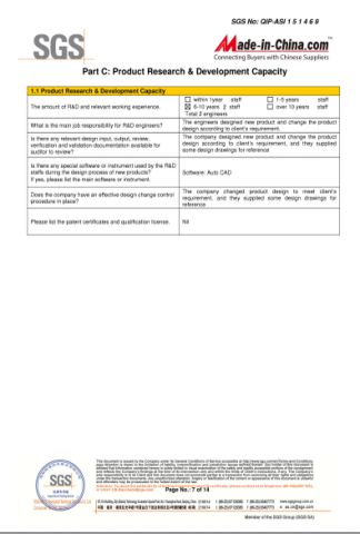 SGS report certificate from JOSO CORPORATION