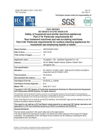 steam cleaner certificate from Guangzhou JpetClean Equipment Co.,Ltd