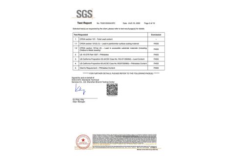 CPSIA certificate from Shantou Yanaa Toys Co., Ltd