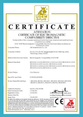 CE for Gas Detector certificate from SKZ International Co., Ltd.