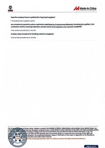 Audit report certificate from Anping County Nuoxi Wire Mesh Products Co., Ltd.
