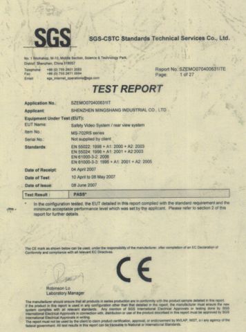 CE Certification certificate from Mingshang Technology Co., Ltd.
