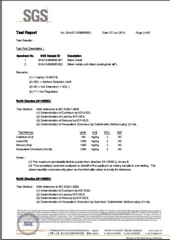 SGS certificate from Changzhou Longxiang Gas Spring Co., Ltd.