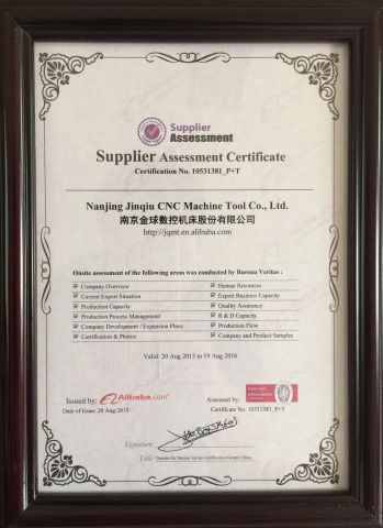 BV certification certificate of Nanjing Jinqiu CNC Machine Tool Co., Ltd. – certificate photo, supplier certificates section