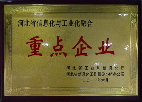 Provincial-level key enterprise integrating informatization with industrialization certificate from ZDProTech Technology Co., Ltd.