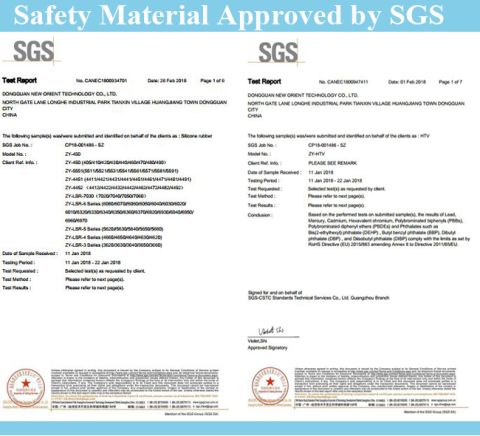 Material approved by SGS certificate from Dongguan Achievement Rubber & Plastic Co., Ltd.