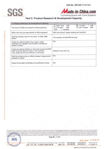 SGS certification certificate from Shanghai Brothers Textile Co., Ltd.