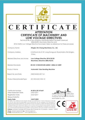 CE certificate from Ningbo Xinchang Machinery Co., Ltd.