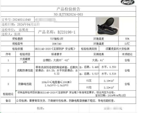 GB 21148-2020 certificate from Yueqing Senda Shoe Materials Co., Ltd.