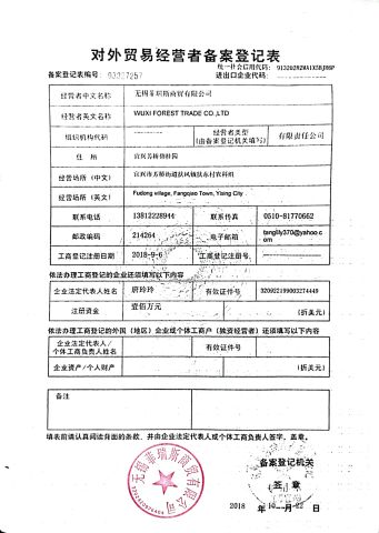 Export license certificate of Wuxi Jiuxu Machinery Co., Ltd – certificate photo, supplier certificates section