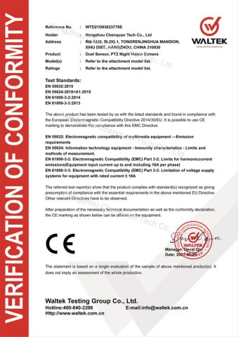 CE certificate from Hangzhou Chenquan Tech Co., Ltd