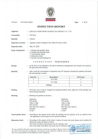 BV Inspection Certificate certificate from Qingdao Jerryborg Marine Machinery Co., Ltd