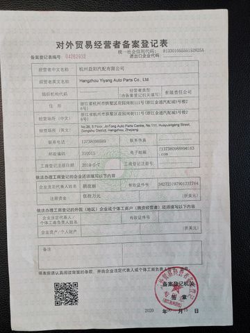 License Photo certificate from Bochi Corporation