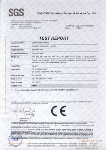 CE certificate from Douwin Int'l Industry Limited