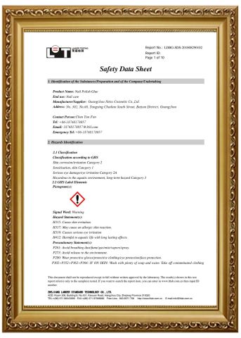 Our company possesses certificates such as SGS, MSDS, FDA, and CPNP for quality assurance certificate from Guangzhou Neissry cosmetic Co., Ltd.