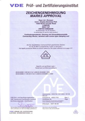 VDE Certificate certificate from Ease Cable Termination&Accessories Co., Ltd.