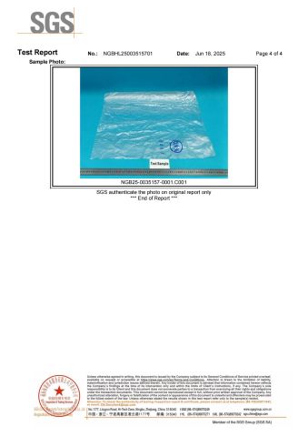 Shirt bag food grade certificate from KAIPING FEILIYANG PACKING MATERIALS CO., LTD.
