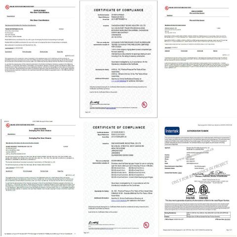 UL fire door certificates certificate from China Modular Holdings Limited