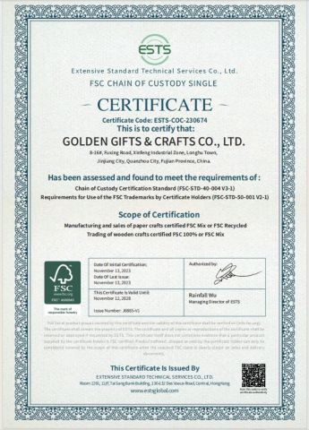 FSC certificate from GOLDEN GIFTS & CRAFTS CO., LTD.