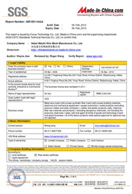 SGS certificate from Hebei Meshtech Technology Co.,LTD
