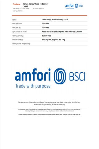bsci certificate from Xiamen Hongju United Technology Co., Ltd.