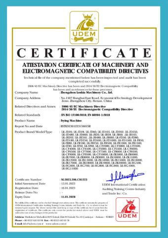 CE04 certificate from Zhucheng Lonkia Co., Ltd