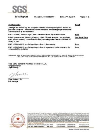 CE SGS test report certificate from Qingdao Plus Commerce Co., Ltd.