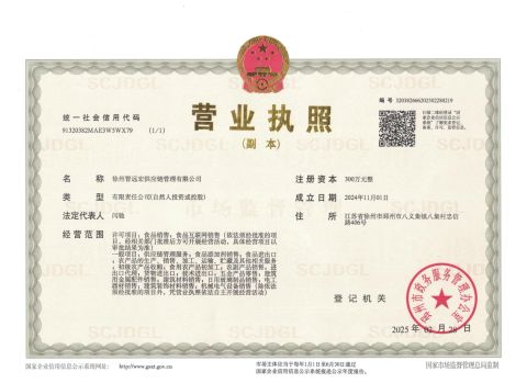 MIC certificate of Xuzhou Zhiyuanhong Supply Chain Management Ltd. – certificate photo, supplier certificates section