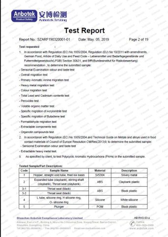 LFGB-3 certificate from JIANG MEN CITY BEIQI MACHINERY LTD.