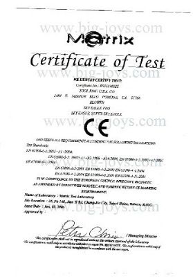Blower CE certificate certificate from Zhengzhou Bigjoys Amusement Equipment Co., Ltd.