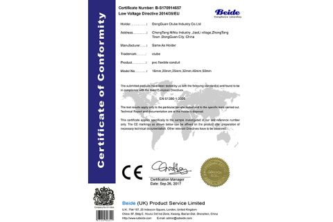 EN 61386-1.2008 for conduit certificate from Guangdong Ctube Industry Co., Ltd.